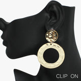 92456, HAMMERED ROUND METAL CLIP ON EARRING