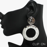 92456, HAMMERED ROUND METAL CLIP ON EARRING