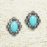 Western Oval Turquoise Stone Earring