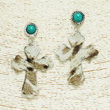 92464, WESTERN CROSS MOHAIR DANGLE EARRING