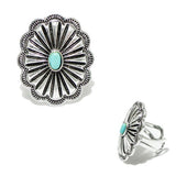 92472, WESTERN CONCHO WITH TURQUOISE STONE CUFF RING
