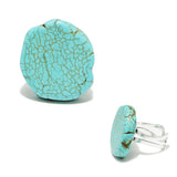 92473, WESTERN TURQUOISE STONE CUT CUFF RING