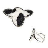 92474, WESTERN COW PRINT VELVET COW HEAD CUFF RING