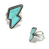92476, WESTERN LIGHTNING BOLT TURQUOISE STONE CUFF RING