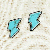 Western Lightning Bolt Turquoise Stone Earring