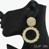 92494, GEOMETRIC FLAIRS METAL CLIP ON EARRING