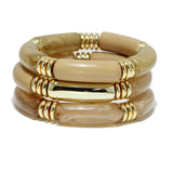 92496, CELLULOID ACETATE TUBE MULTI LAYERED STRETCH BRACELET