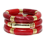 92496, CELLULOID ACETATE TUBE MULTI LAYERED STRETCH BRACELET