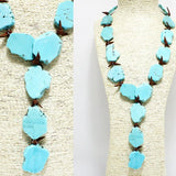 Handmade Western Turquoise Stone Y-shape Long Necklace