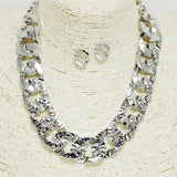 92505, HALF HAMMERED CHAIN METAL NECKLACE
