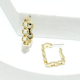 92510, RECTANGLE CHAIN LINK HOOP EARRING