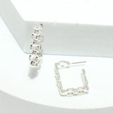 92510, RECTANGLE CHAIN LINK HOOP EARRING