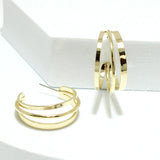 92517, 3 LINE METAL ROUND HOOP EARRING