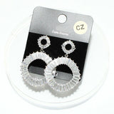 92528, GEOMETRIC BAGUETTE CUBIC ZIRCONIA EARRING, WEDDING, BRIDAL, PROM