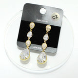 92530, TEARDROP ACCENT CUBIC ZIRCONIA DROP DANGLE EARRING, WEDDING, BRIDAL, PROM