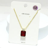 93538, RECTANGLE CUBIC ZIRCONIA PENDANT NECKLACE