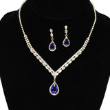 93539, TEARDROP ACCENT RHINESTONE & CUBIC ZIRCONIA NECKLACE, WEDDING, BRIDAL, PROM