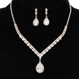 93539, TEARDROP ACCENT RHINESTONE & CUBIC ZIRCONIA NECKLACE, WEDDING, BRIDAL, PROM
