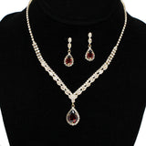93539, TEARDROP ACCENT RHINESTONE & CUBIC ZIRCONIA NECKLACE, WEDDING, BRIDAL, PROM
