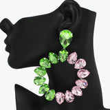 93552, TWO TONE OVERSIZED MARQUISE RHINESTONE ACCENT EARRING