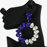 93552, TWO TONE OVERSIZED MARQUISE RHINESTONE ACCENT EARRING