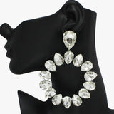 93552, TWO TONE OVERSIZED MARQUISE RHINESTONE ACCENT EARRING