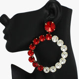 93553, OVERSIZED ROUND RHINESTONE ACCENT EARRING