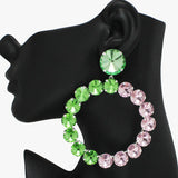 93553, OVERSIZED ROUND RHINESTONE ACCENT EARRING