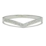 93563, CHEVRON PAVE RHINESTONE STAINLESS STEEL BANGLE BRACELET