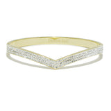 93563, CHEVRON PAVE RHINESTONE STAINLESS STEEL BANGLE BRACELET