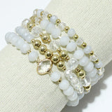 93585, MIXED MULTI LAYERED BEAD STRETCH BRACELET