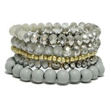 93586, MULTI LAYERED BALL BEAD STRETCH BRACELET