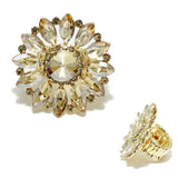 93587, MARQUISE ACCENT FLOWER RHINESTONE STRETCH RING