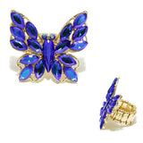 93588, BUTTERFLY RHINESTONE STRETCH RING