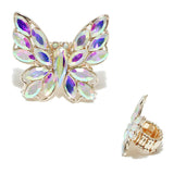 93588, BUTTERFLY RHINESTONE STRETCH RING