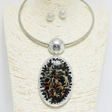 93606, OVAL CELLULOID ACETATE CHOKER NECKLACE