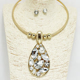 93607, TEARDROP MULTI SHAPE RHINESTONE CHOKER NECKLACE