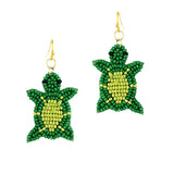 93608, SEA TURTLE SEED BEAD EARRING, SEA LIFE, OCEAN THEME