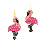93608, TROPICAL FLAMINGO SEED BEAD EARRING