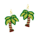 93608, TROPICAL PALM TREE SEED BEAD EARRING