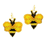 93608, GARDEN BUMBLE BEE SEED BEAD EARRING