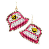 93609, SMILE HAPPY FACE BUCKET HAT SEED BEAD EARRING