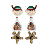 93618, CHRISTMAS GLITTER GINGERBREAD MAN STUD EARRING SET