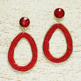 93629, OVAL SHAPE PAVE RHINESTONE DANGLE EARRING