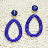 93629, OVAL SHAPE PAVE RHINESTONE DANGLE EARRING