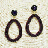 93629, OVAL SHAPE PAVE RHINESTONE DANGLE EARRING