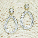 93629, OVAL SHAPE PAVE RHINESTONE DANGLE EARRING