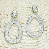 93629, OVAL SHAPE PAVE RHINESTONE DANGLE EARRING