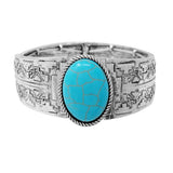 Western Oval Turquoise Stone Stretch Bracelet