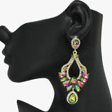 93648, MULTI SHAPE RHINESTONE DANGLE EARRING, WEDDING, BRIDAL, PROM
